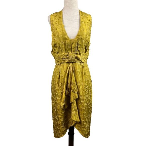 Anthro Quillaree Lemongrass Silk Tethered Dots BHLDN 4 - Picture 1 of 15